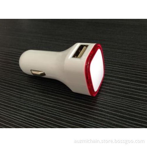 Custom Logo LED Light Dual USB Car Charger 5V 2A for Tablet PC, iPad, iPad Mini